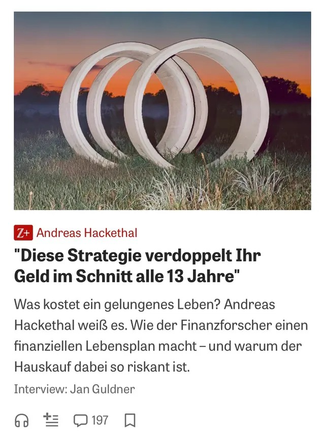Die Kosten eines gelungenen Lebens: Ausführliches Interview in ZEIT+